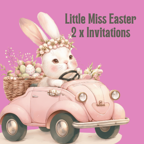 Little miss bunny digital custom invitations