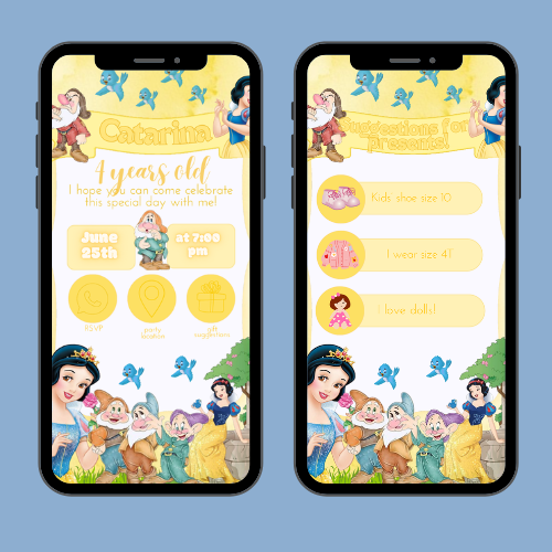 Snow White interactive digital invitation