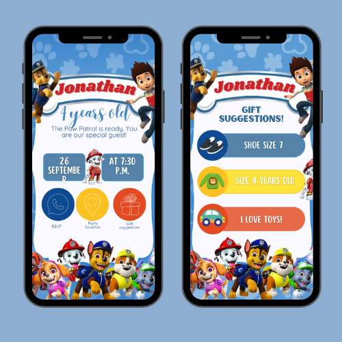 Paw Patrol interactive digital invitation