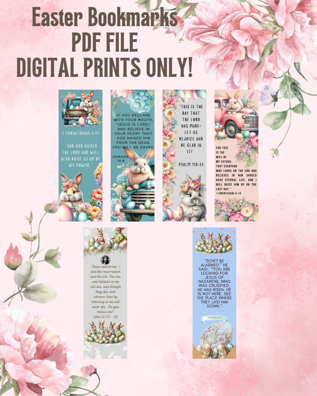 Christian Easter Digital Printable Bookmarks 16 Styles
