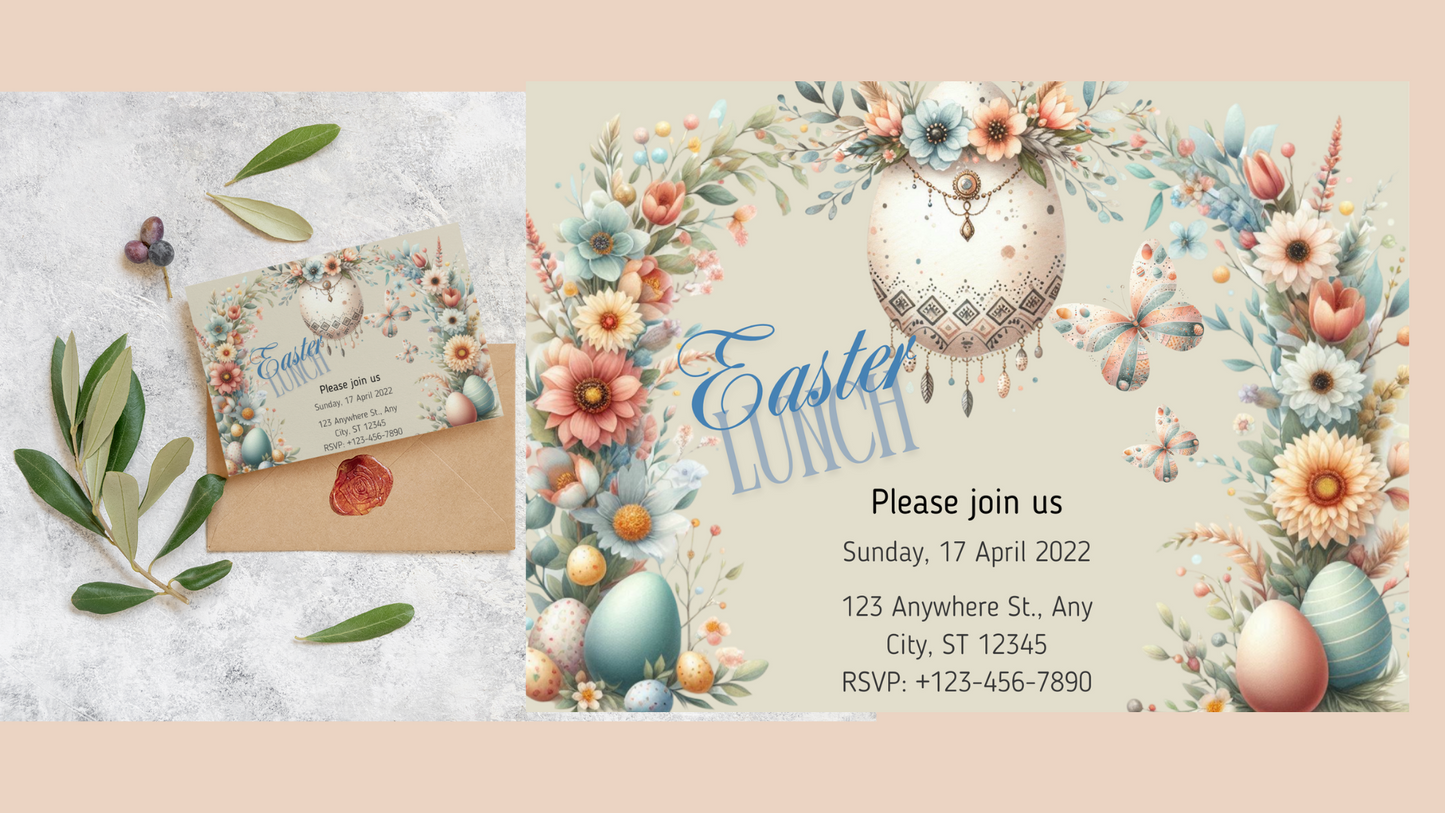 Easter Boho Digital Custom Invitations