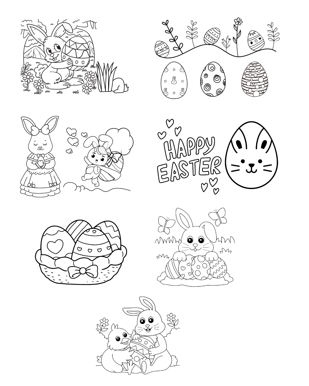 Easter Army Camo Bunny Digital Coloring Book 10 Pages