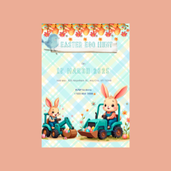 Easter construction bunny digital custom invitations