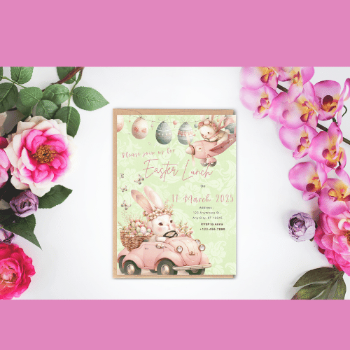 Little miss bunny digital custom invitations