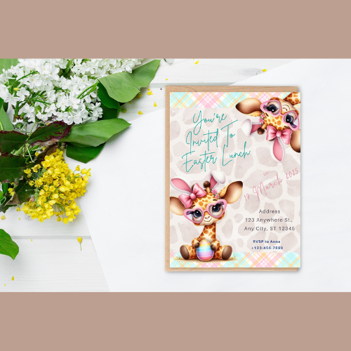 Wild animal safari easter digital custom invitations