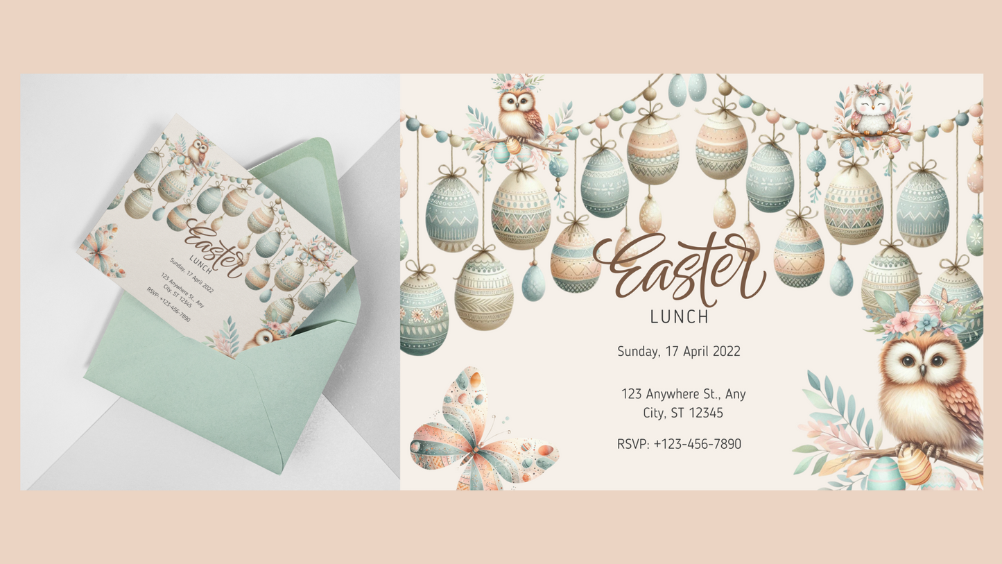 Easter Boho Digital Custom Invitations