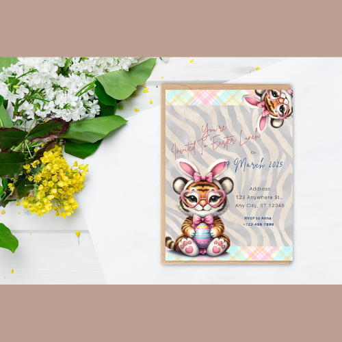 Wild animal safari easter digital custom invitations
