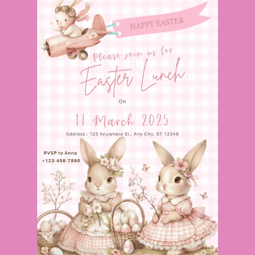 Little miss bunny digital custom invitations