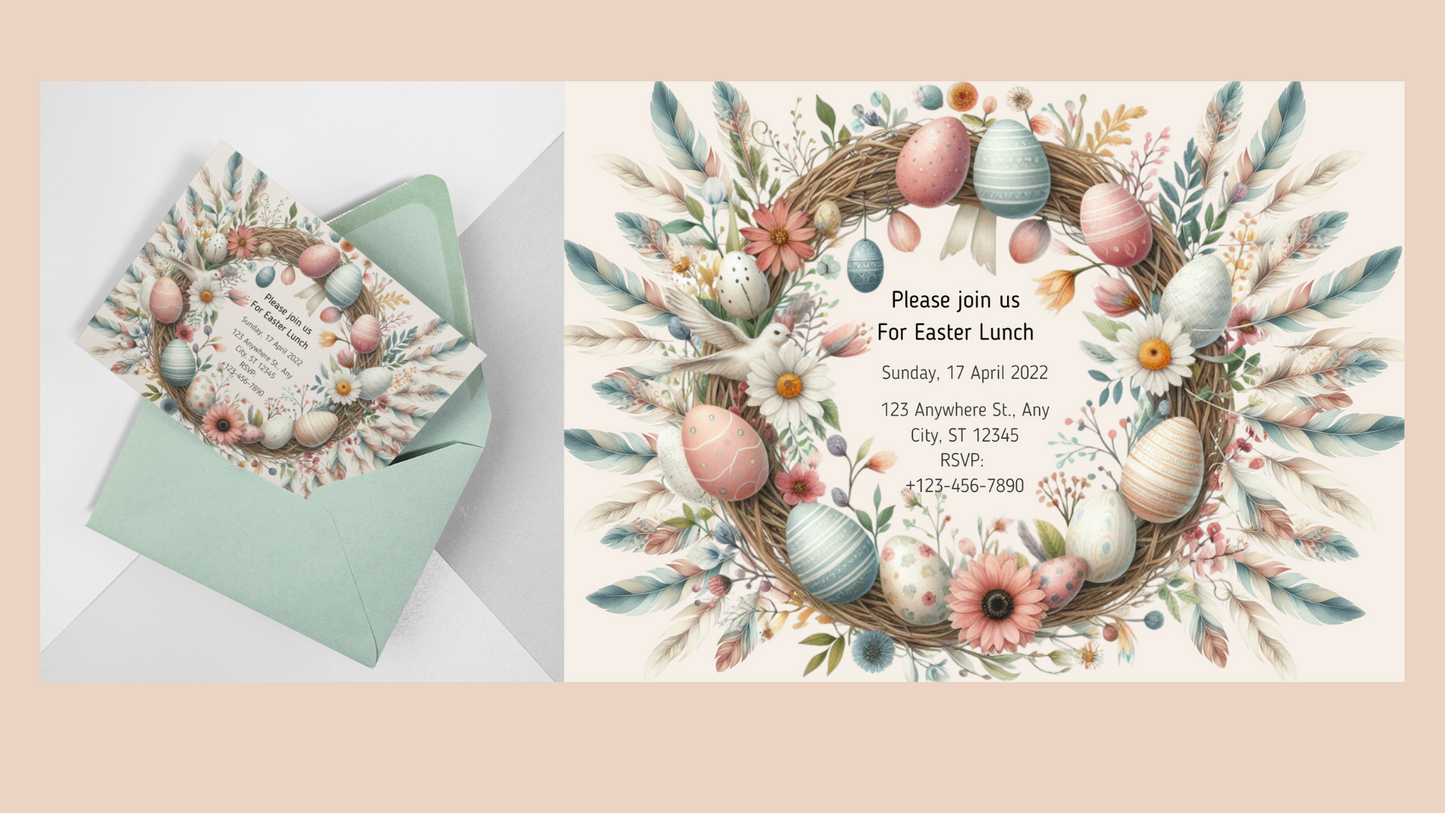 Easter Boho Digital Custom Invitations