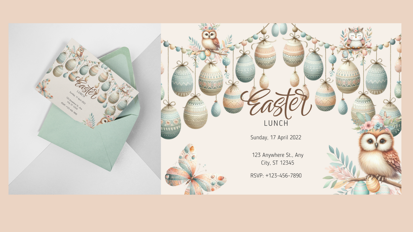 Easter Boho Digital Custom Invitations