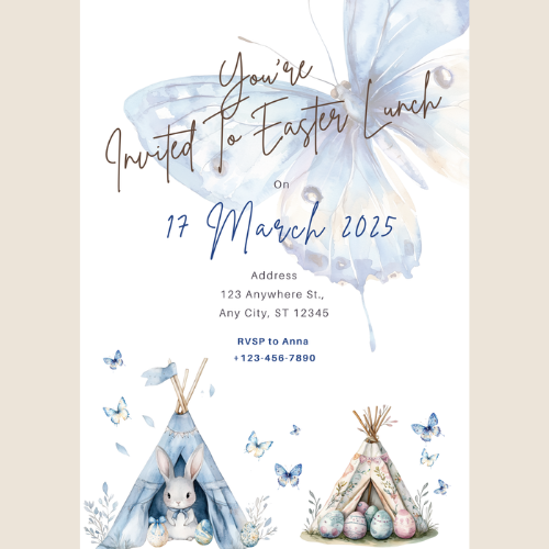 Boho easter bunny custom digital invitations