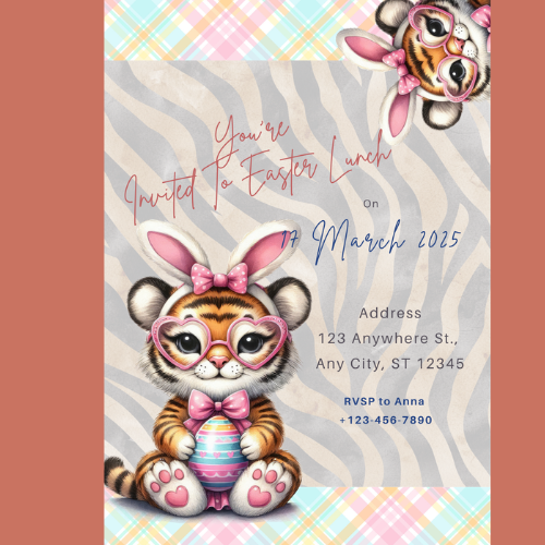 Wild animal safari easter digital custom invitations