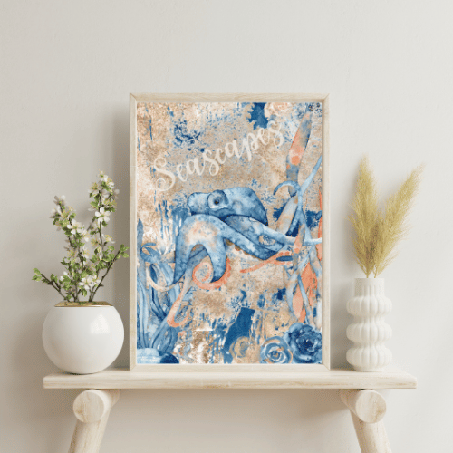 Seascape Wall Art Jellyfish, Stingray, Octopus Digital Poster Prints