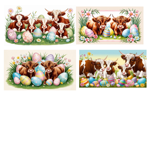 Easter Highland Cow Clip Art
