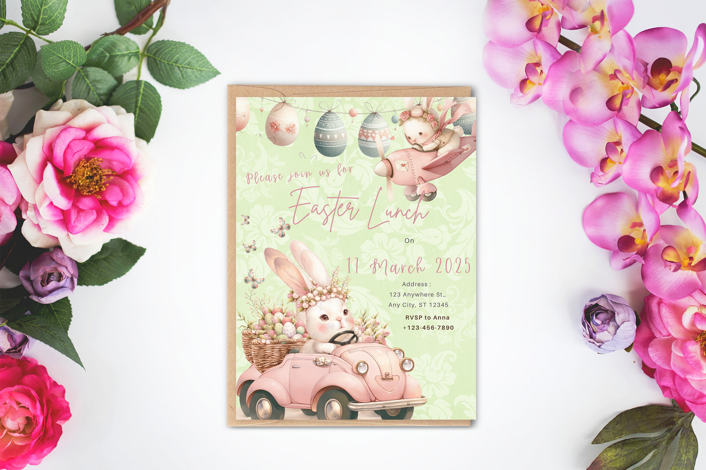 Little miss bunny digital custom invitations
