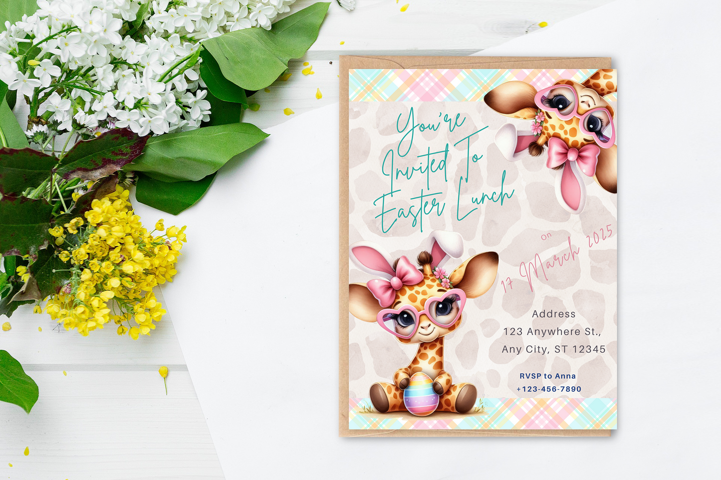 Wild animal safari easter digital custom invitations