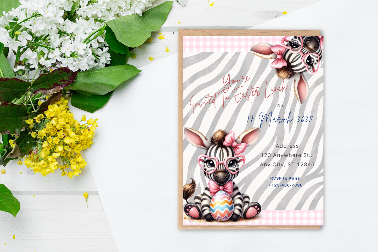Wild animal safari easter digital custom invitations