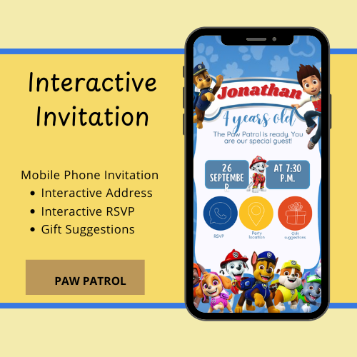Paw Patrol interactive digital invitation