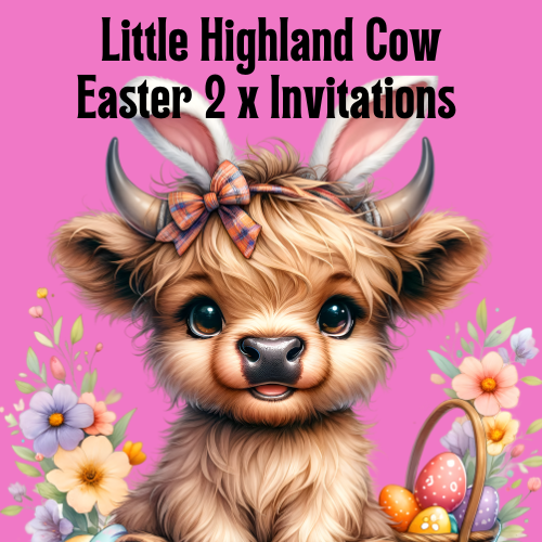 Little highland cows easter custom digital invitations