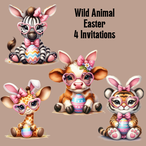 Wild animal safari easter digital custom invitations
