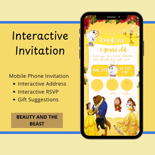 Beauty and the Beast Interactive Digital Invitation