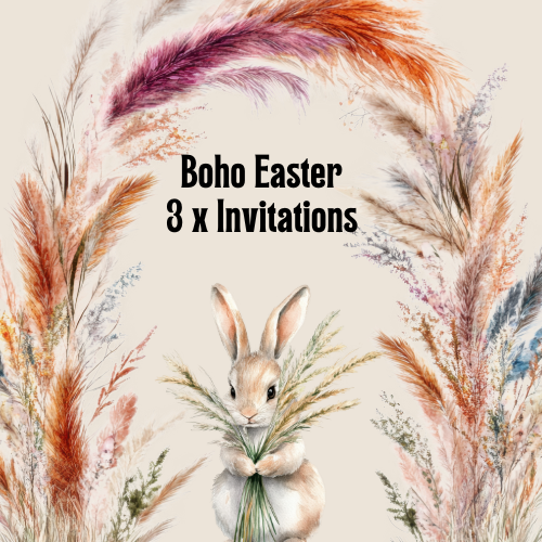 Boho easter bunny custom digital invitations