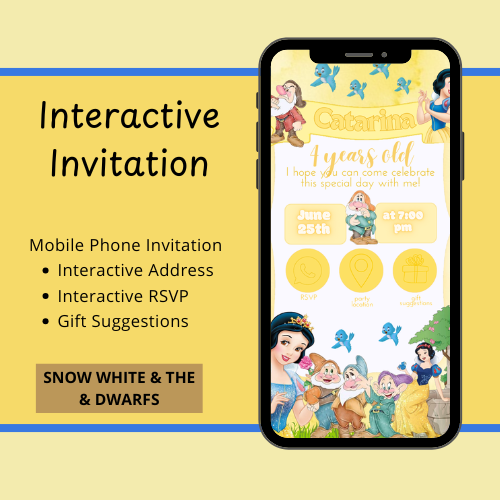 Snow White interactive digital invitation
