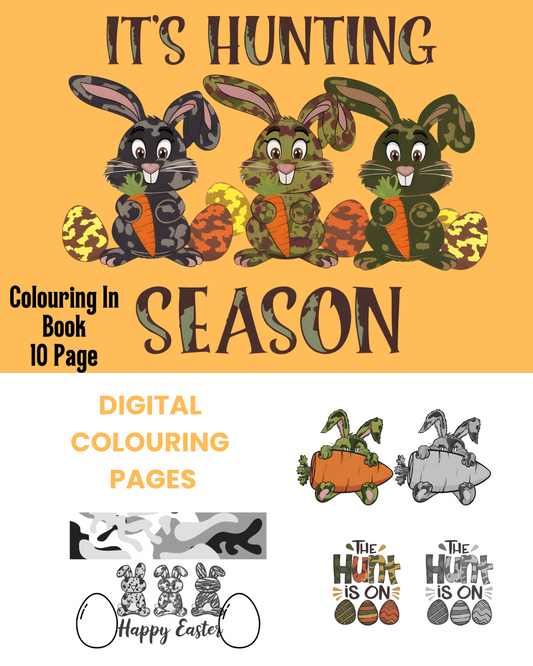 Easter Army Camo Bunny Digital Coloring Book 10 Pages