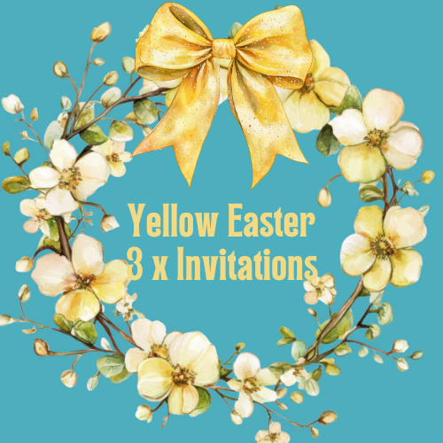 Yellow Floral Easter Bunny Customer Digital Invitations