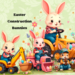 Easter construction bunny digital custom invitations