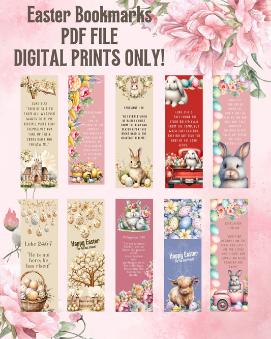 Christian Easter Digital Printable Bookmarks 16 Styles
