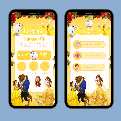 Beauty and the Beast Interactive Digital Invitation