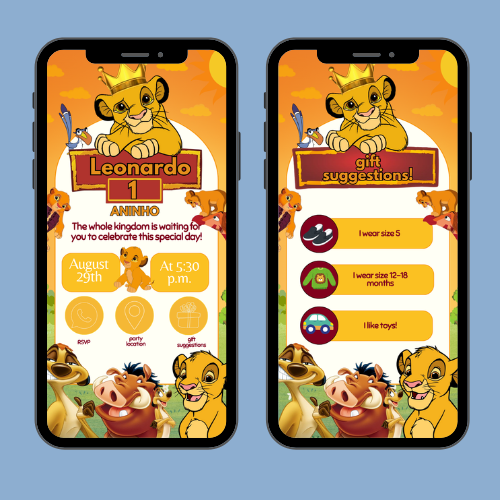 The Lion King interactive digital invitation