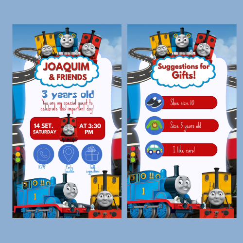 Thomas the Tank Engine Train interactive digital invitation