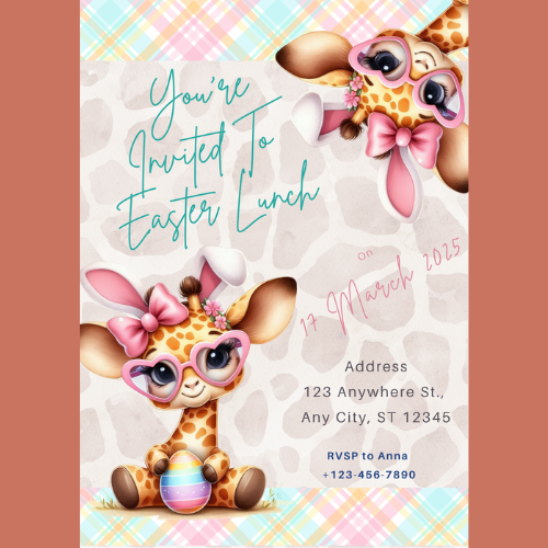 Wild animal safari easter digital custom invitations