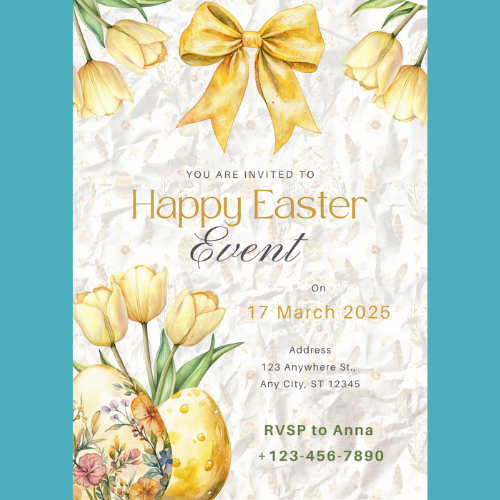 Yellow Floral Easter Bunny Customer Digital Invitations