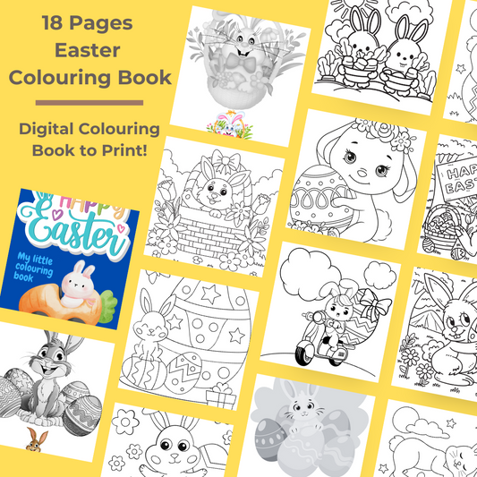 Easter Character Digital Coloring Book 18 Pages