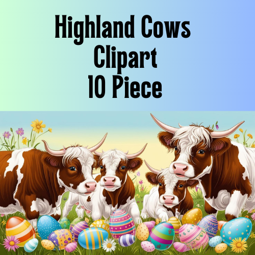 Easter Highland Cow Clip Art