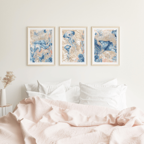 Seascape Wall Art Jellyfish, Stingray, Octopus Digital Poster Prints