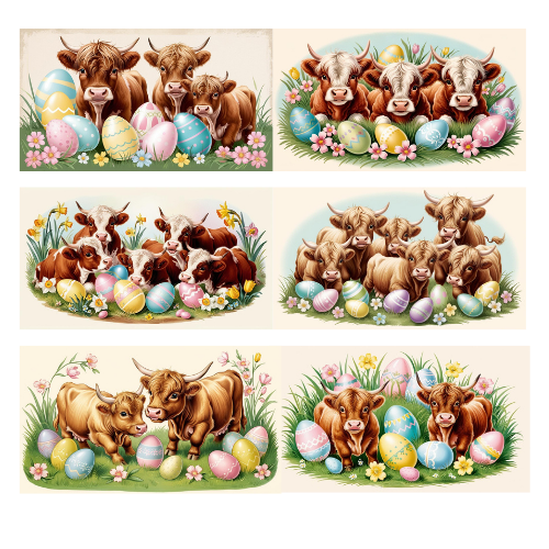 Easter Highland Cow Clip Art