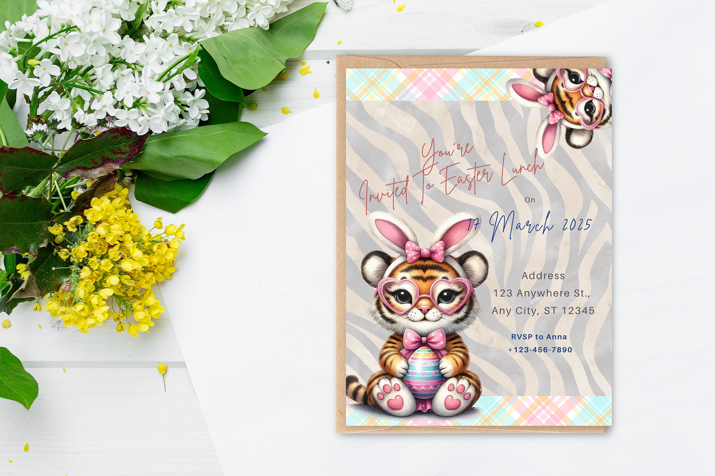 Wild animal safari easter digital custom invitations