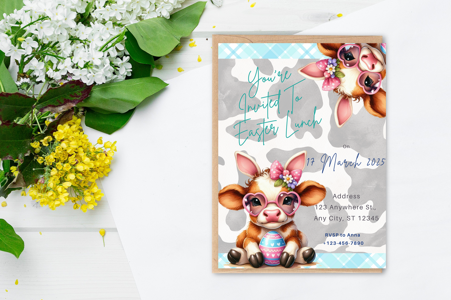 Wild animal safari easter digital custom invitations